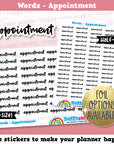 Appointment Words/Functional Planner Stickers