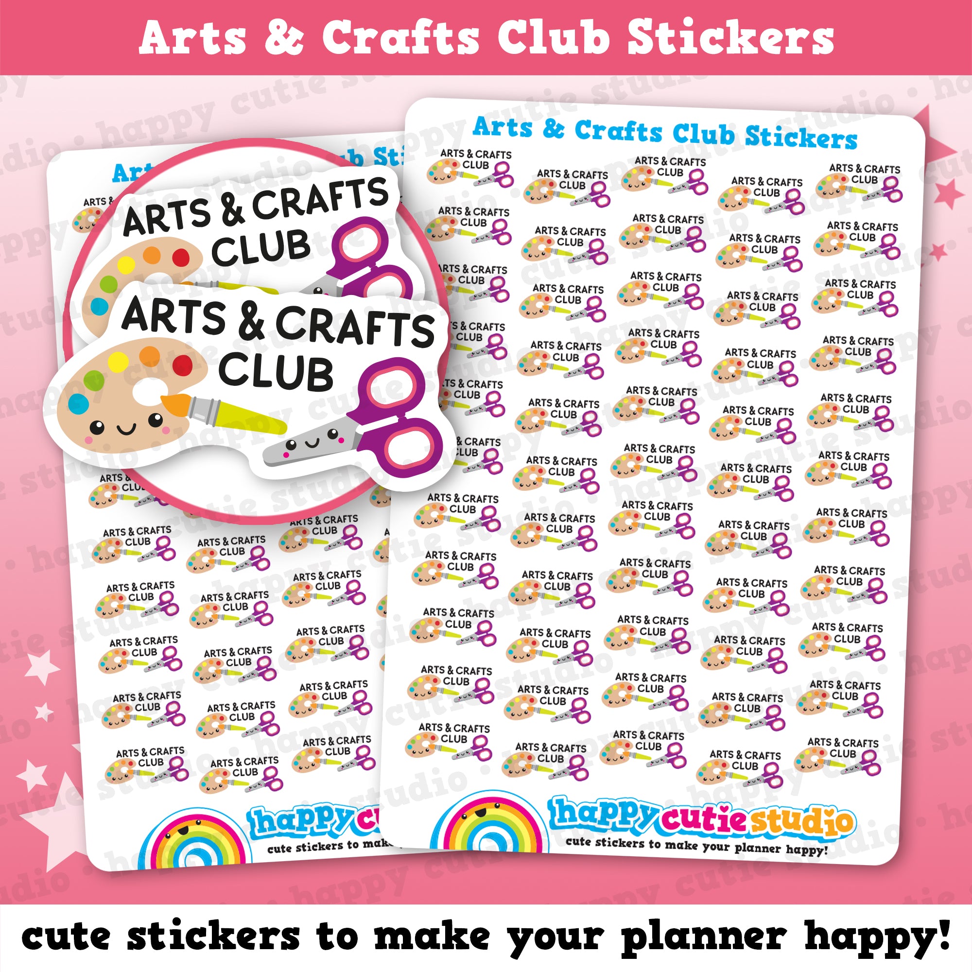 55 Cute Art and Crafts Club/School/After School Planner Stickers