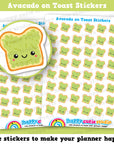 48 Cute Avocado on Toast/Avo/Vegan/Vegetarian/Health Planner Stickers