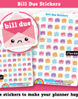 63 Cute Bill Due/Pay Bill/ Bills Reminder Planner Stickers