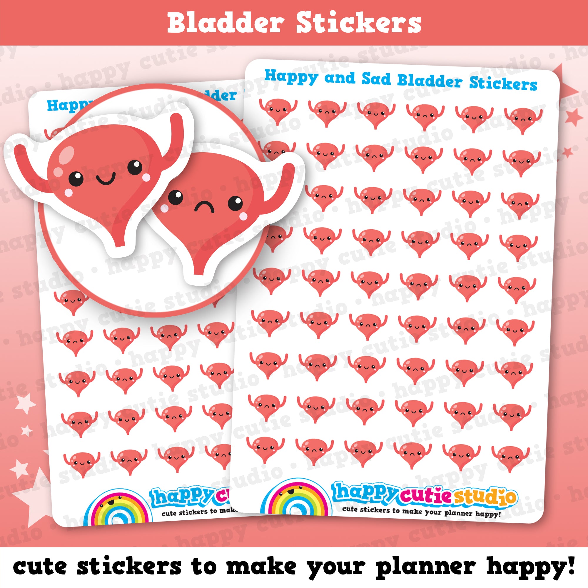 54 Cute Bladder Planner Stickers