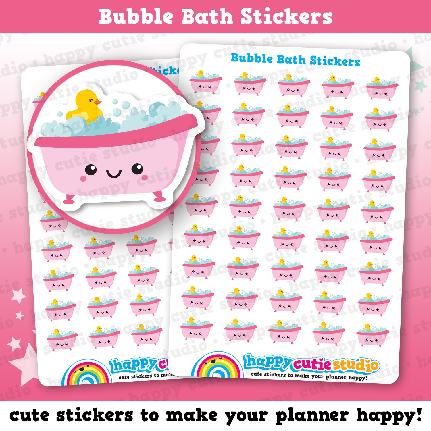 45 Cute Bubble Bath/Relax/Me Time Planner Stickers