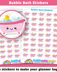 45 Cute Bubble Bath/Relax/Me Time Planner Stickers