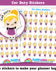 42 Cute Car Duty/Car Park/Teacher Girl Planner Stickers