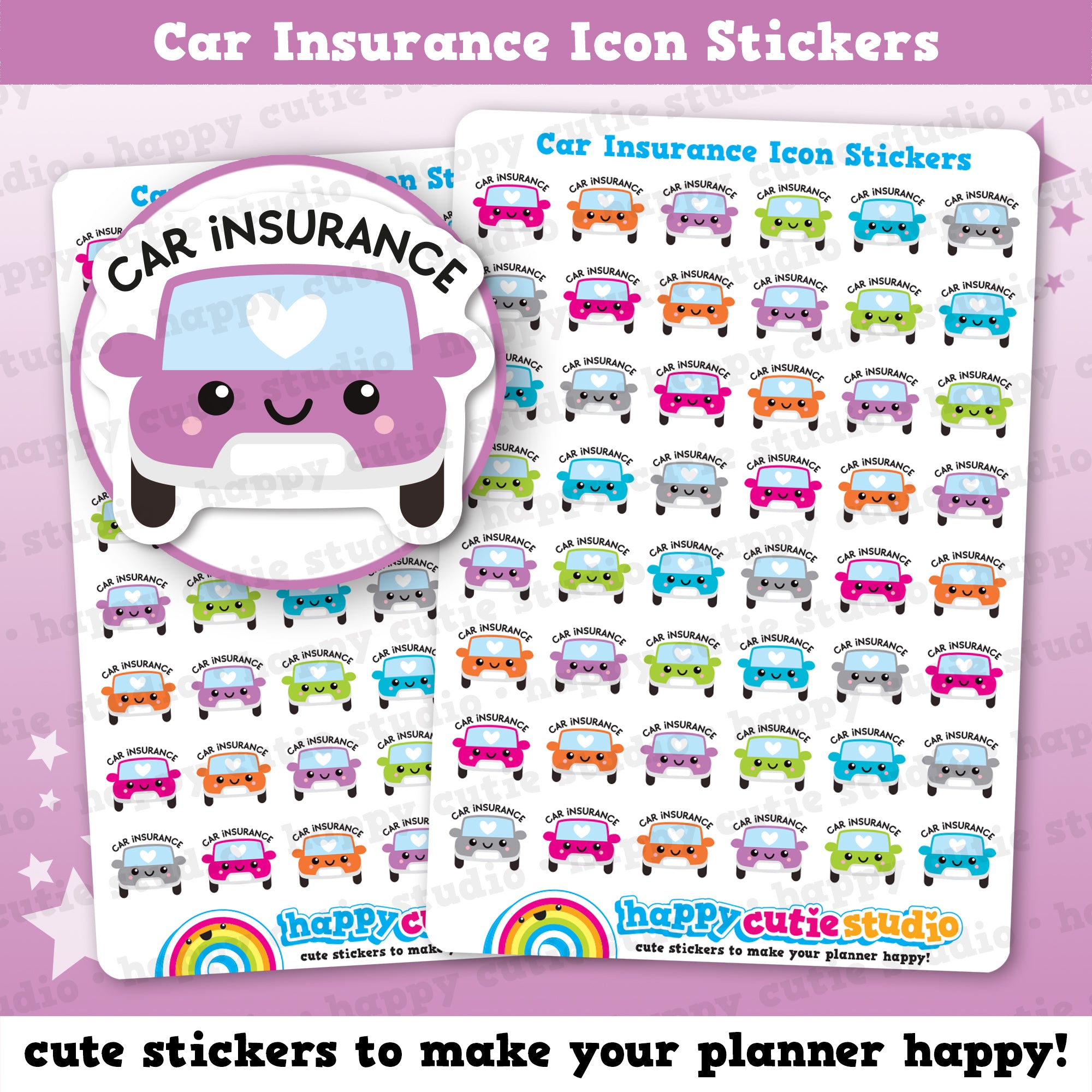 48 Cute Car Insurance Bill Icons/Pay Bill/ Bills Reminder Planner Stickers