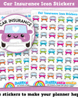 48 Cute Car Insurance Bill Icons/Pay Bill/ Bills Reminder Planner Stickers