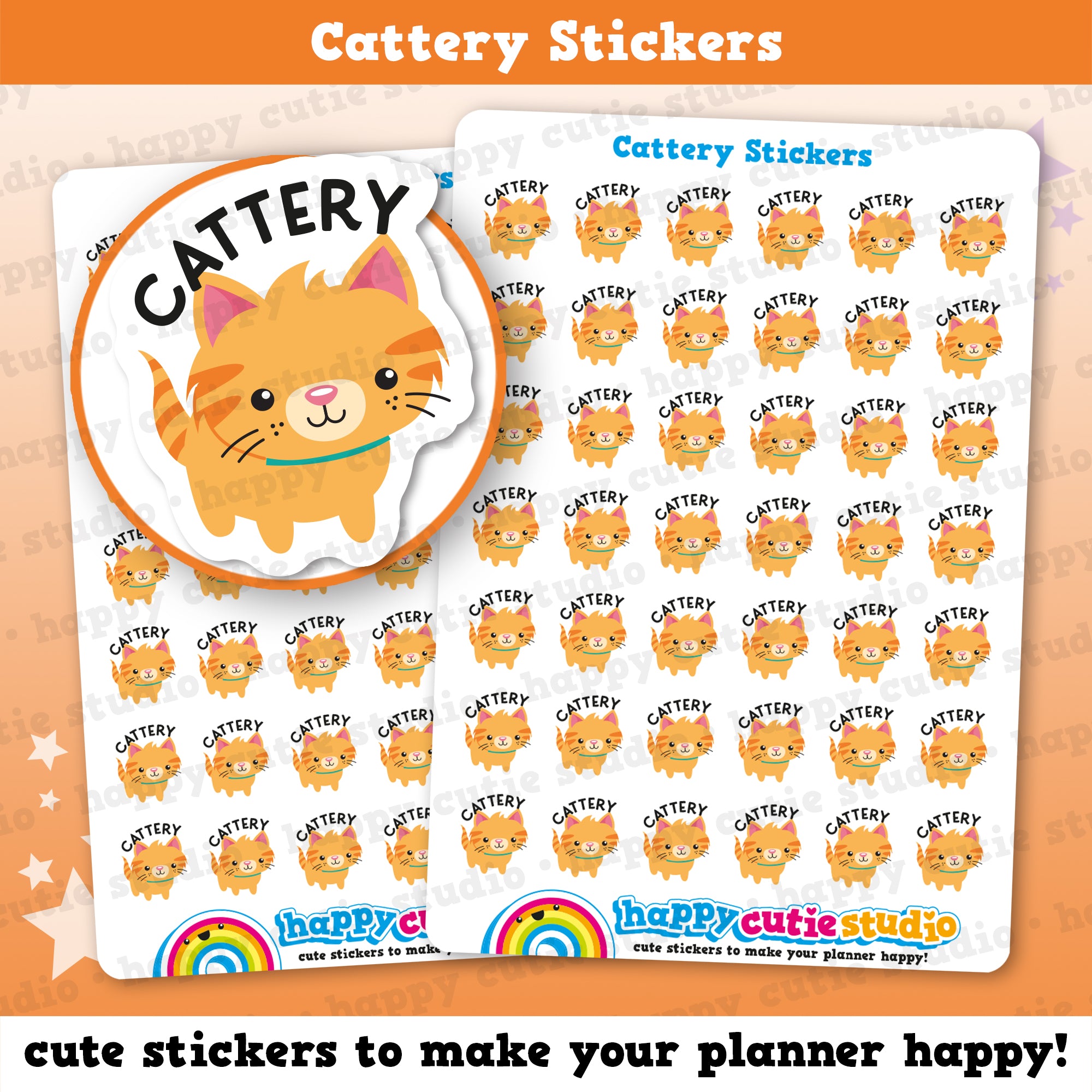 20 Cute Cattery/Cat Care/Holiday/Vacation Planner Stickers