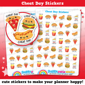 42 Cute Cheat Day/Burger/Fast Food Planner Stickers