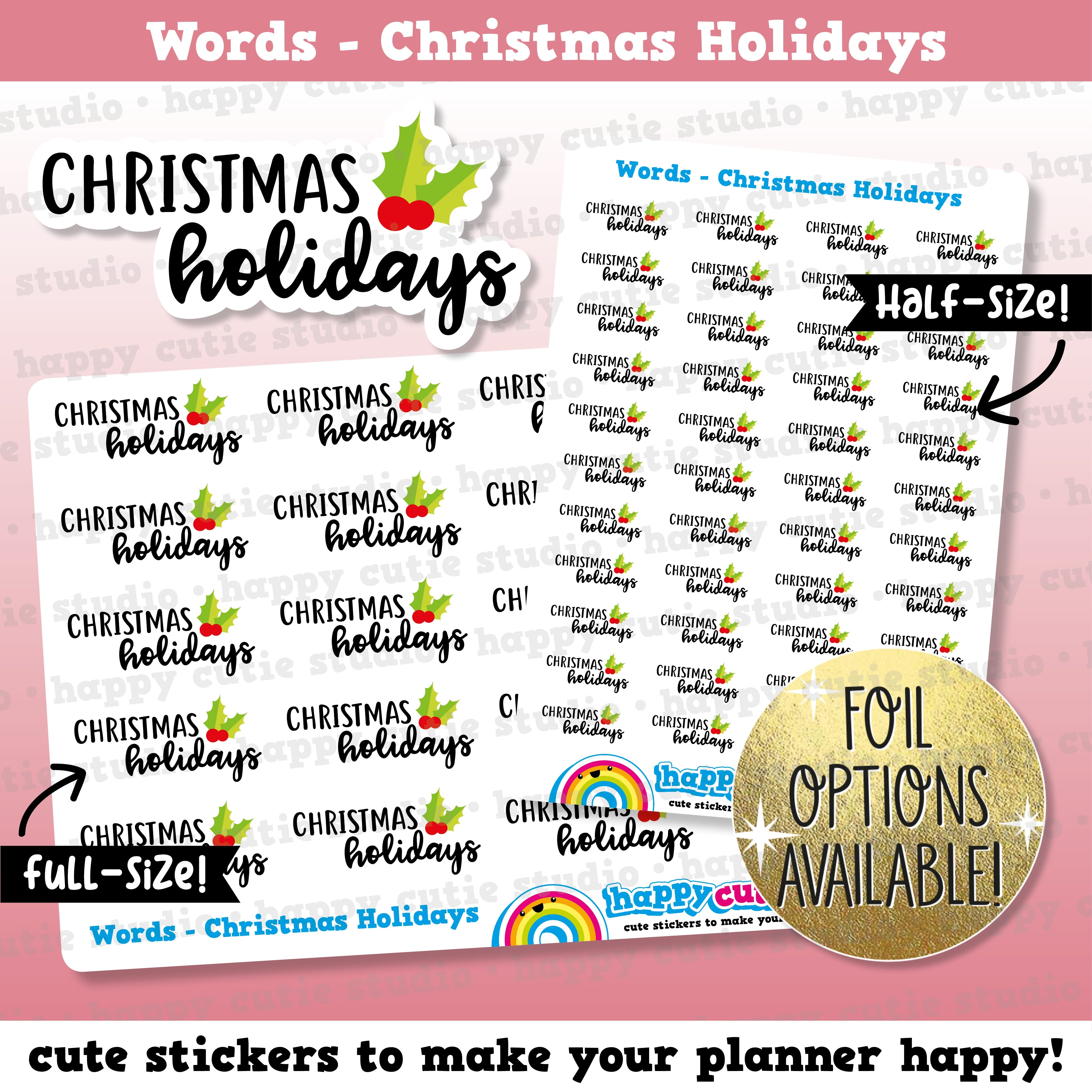 Christmas Holidays Words/Functional Planner Stickers