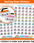 54 Cute Curling Stone/Sport Planner Stickers