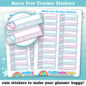 20 Cute Dairy Free Horizontal Tracker/Weekly Habit Planner Stickers