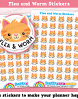 54 Cute Flea and Worm/Cat Care/Vet/Flea Planner Stickers