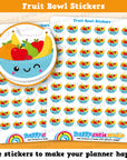 54 Cute Fruit Bowl/Healthy Eating/Diet Planner Stickers