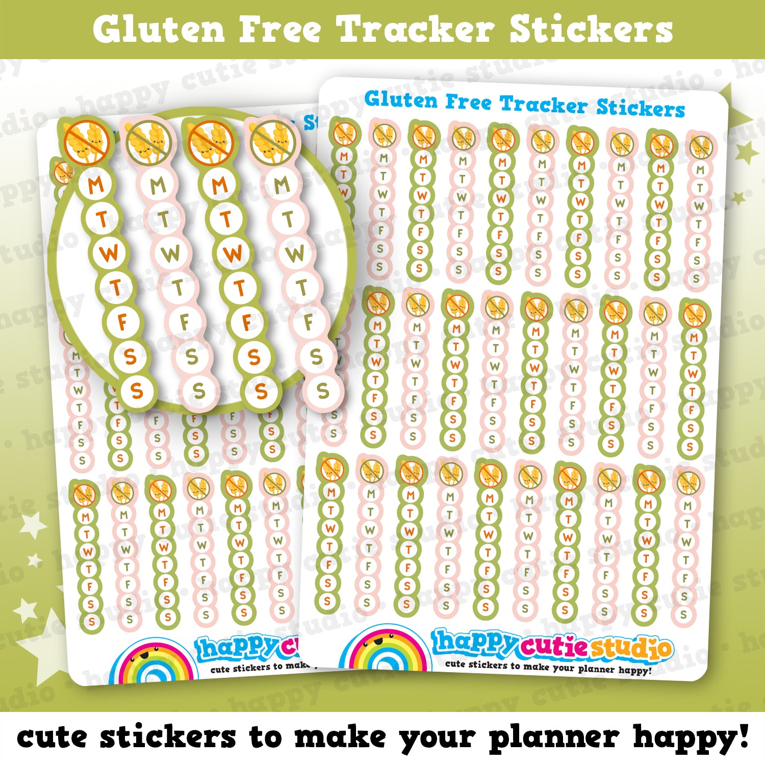 30 Cute Gluten Free Vertical Tracker/Weekly Habit Planner Stickers