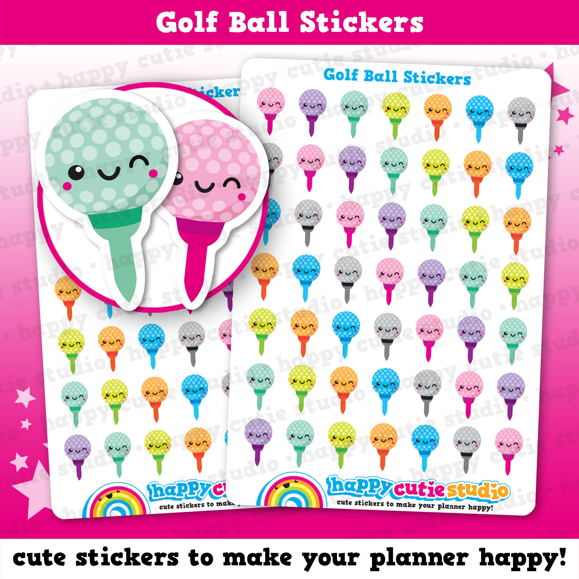 49 Cute Golf Ball/Sport Planner Stickers