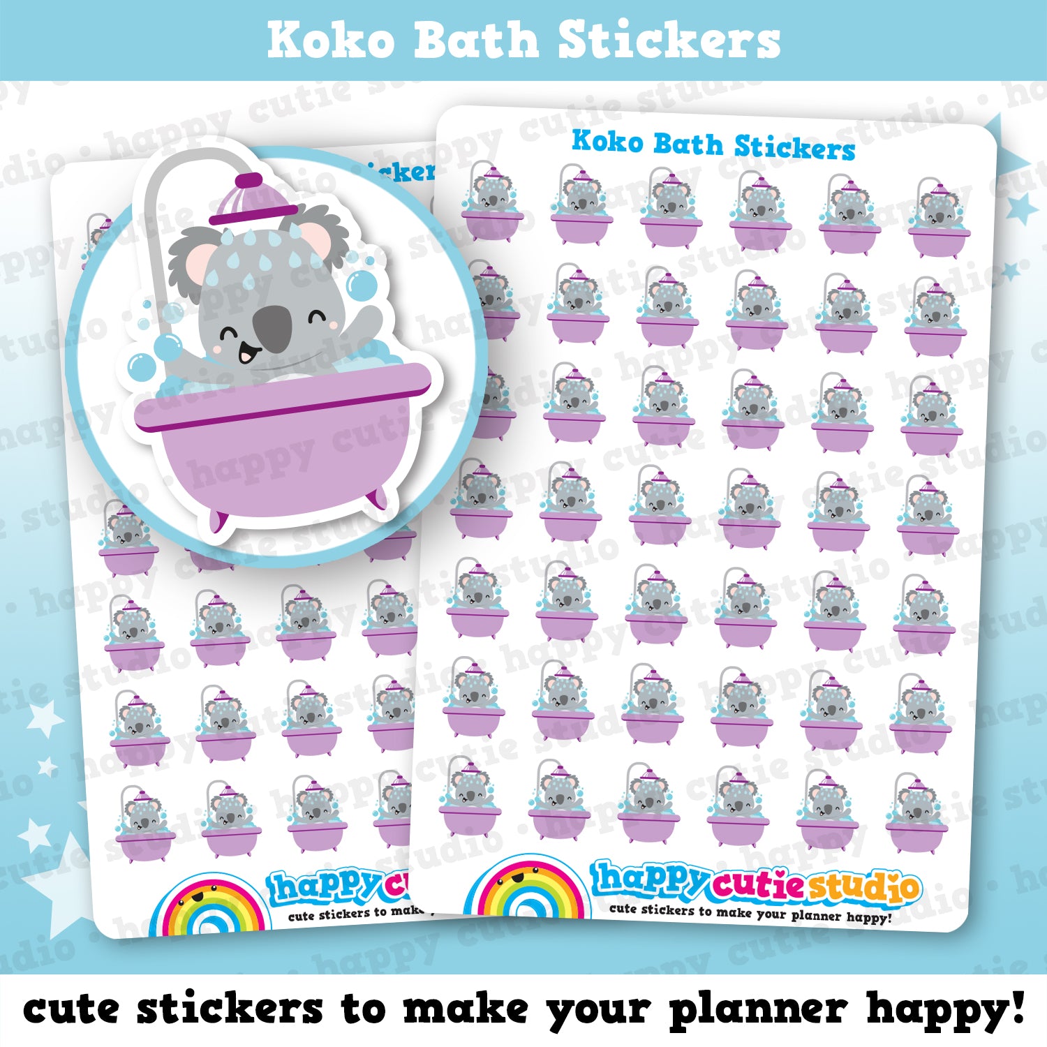 42 Cute Koko the Koala Bath Planner Stickers