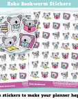 35 Cute Koko the Koala Bookworm/Reading Planner Stickers