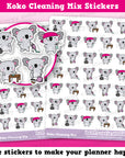 35 Cute Koko the Koala Cleaning Mix Planner Stickers