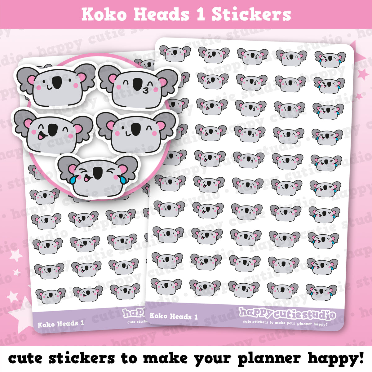 50 Cute Koko The Koala the Koala Heads 1 Planner Stickers ...