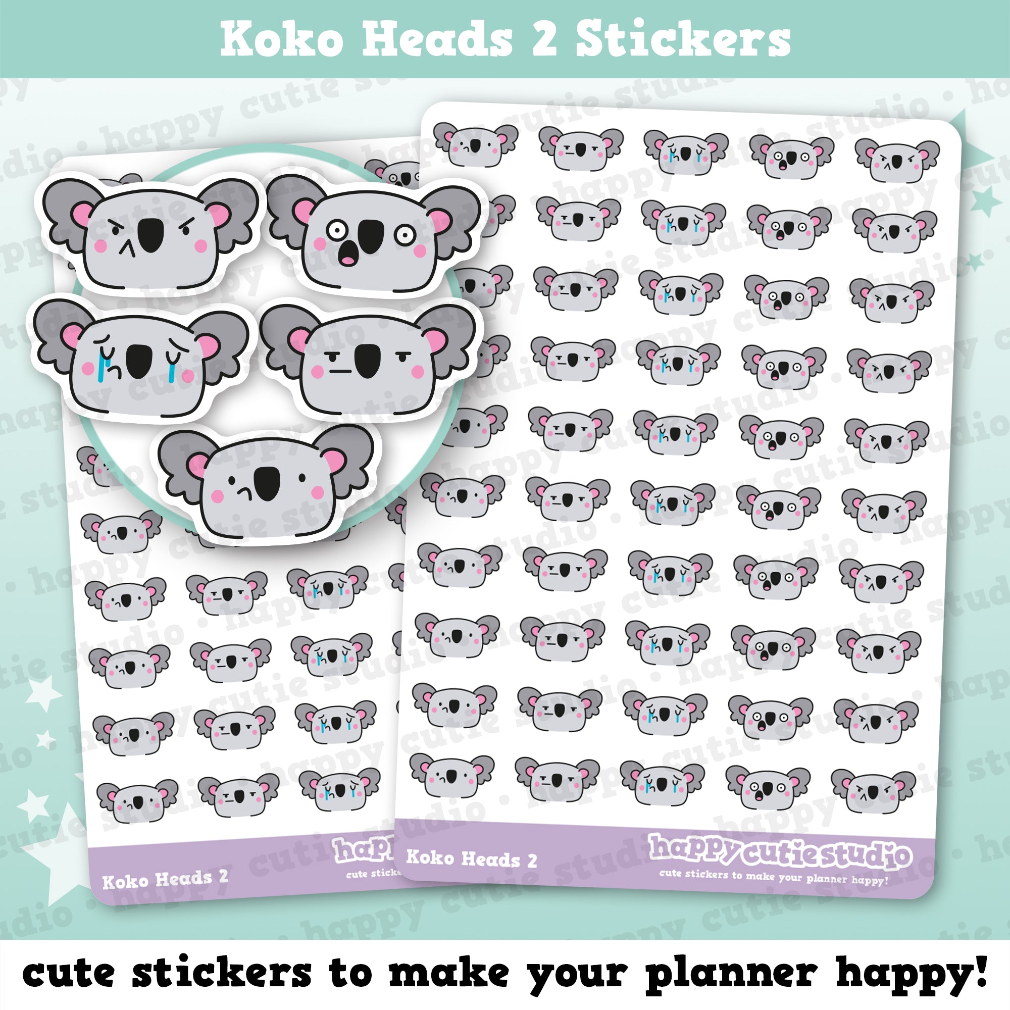 50 Cute Koko the Koala Heads 2 Planner Stickers