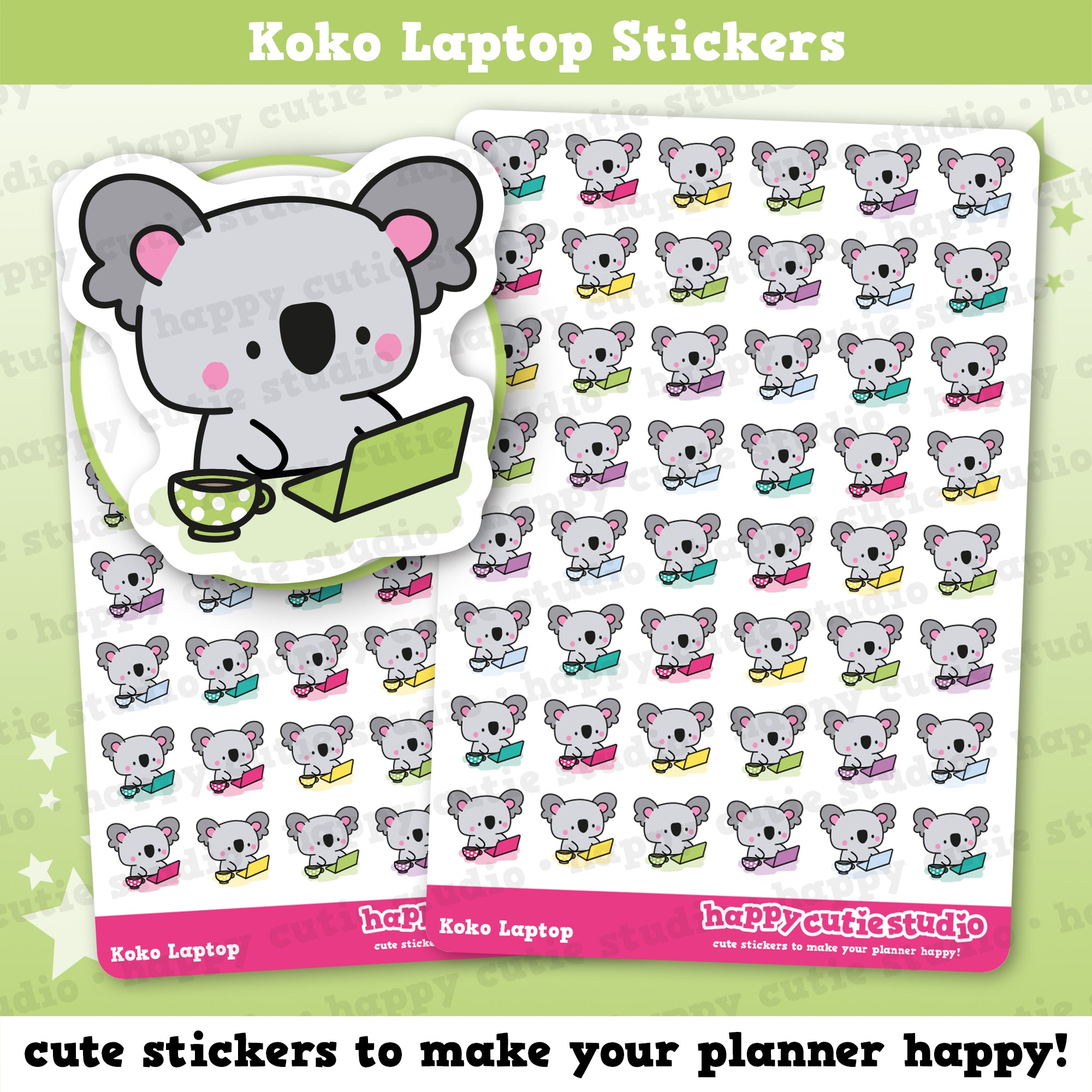 48 Cute Koko the Koala Laptop Planner Stickers