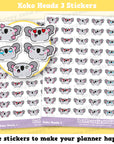 50 Cute Koko the Koala Heads 3 Planner Stickers