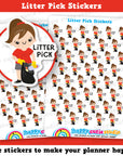 44 Cute Litter Pick Girl Planner Stickers
