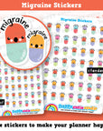 49 Cute Migraine/Headache/Pill/Medicine Planner Stickers