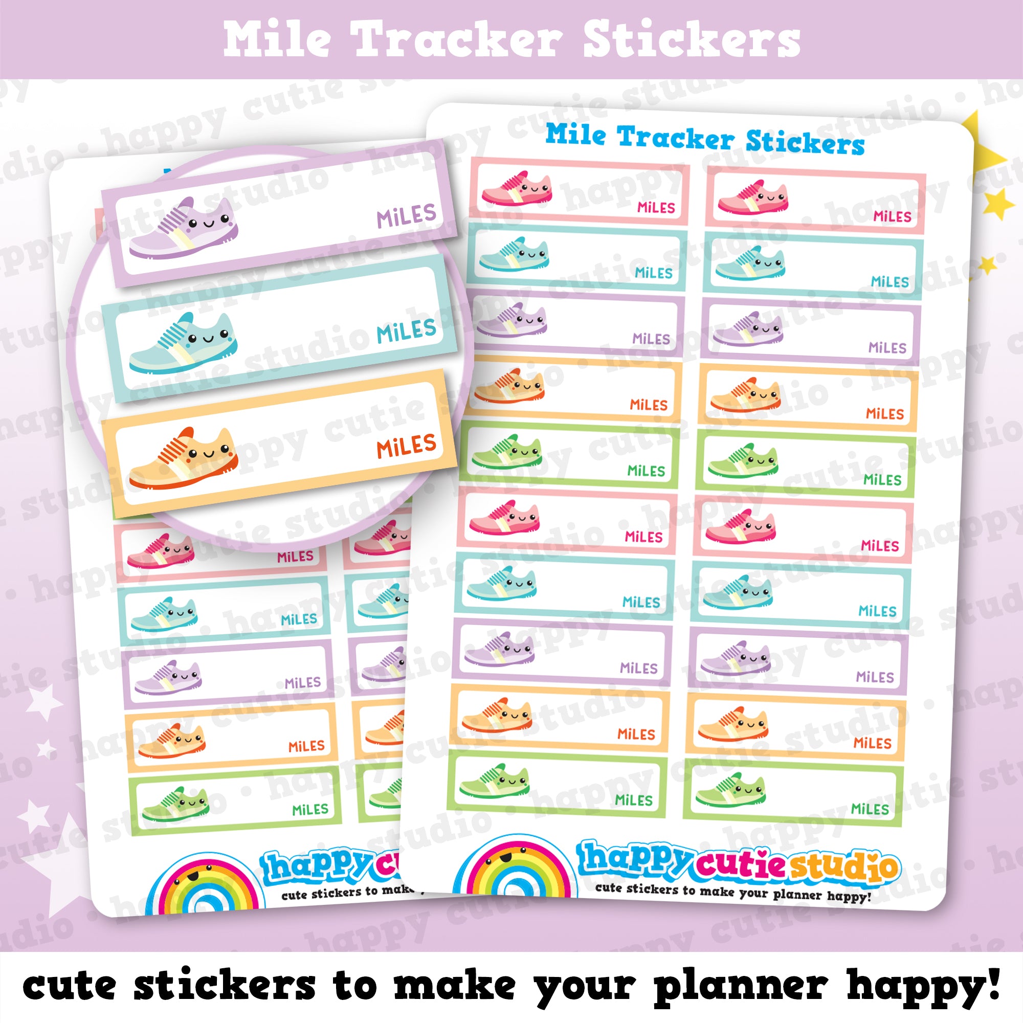 20 Cute Mile Tracker/Exercise Planner Stickers
