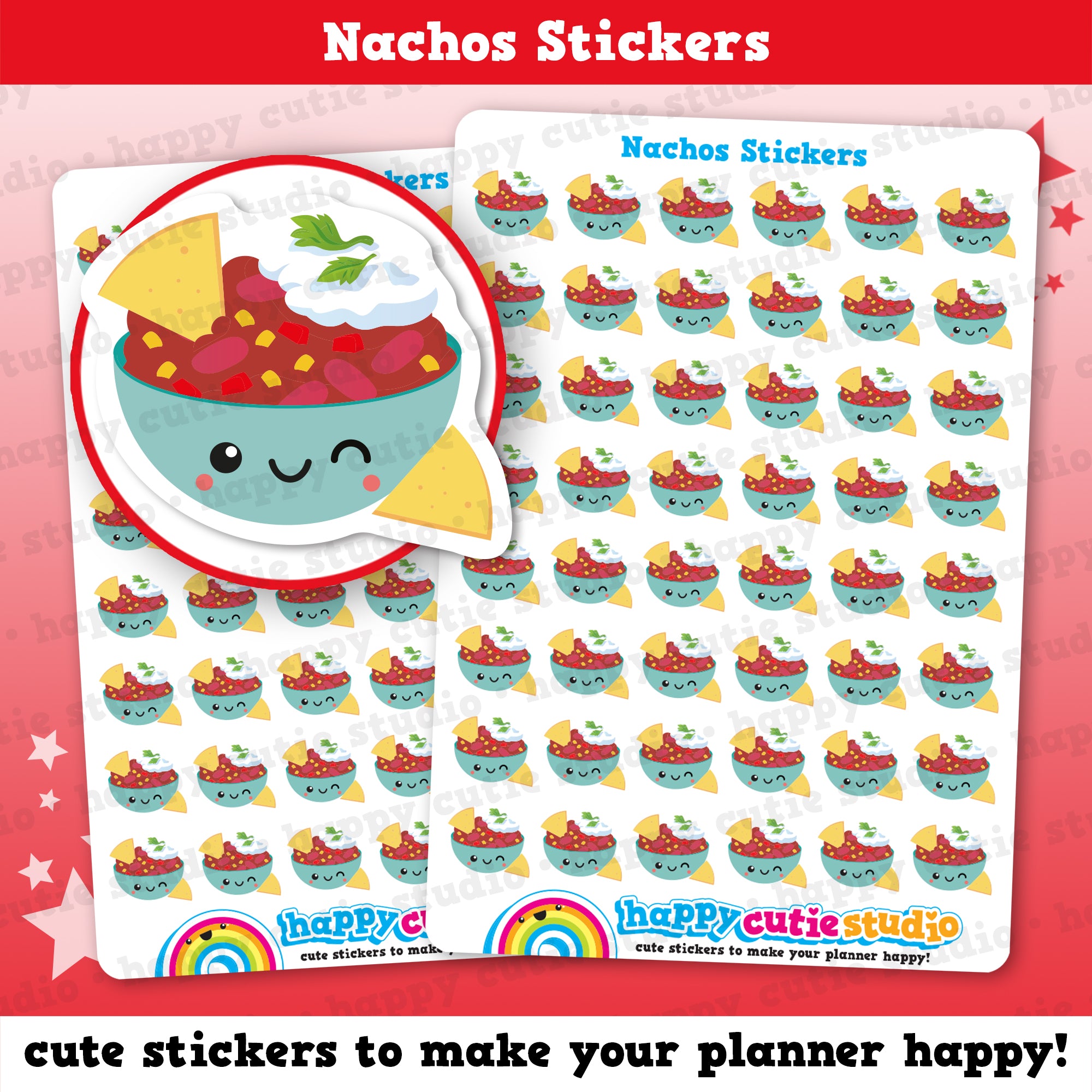 48 Cute Nachos Planner Stickers