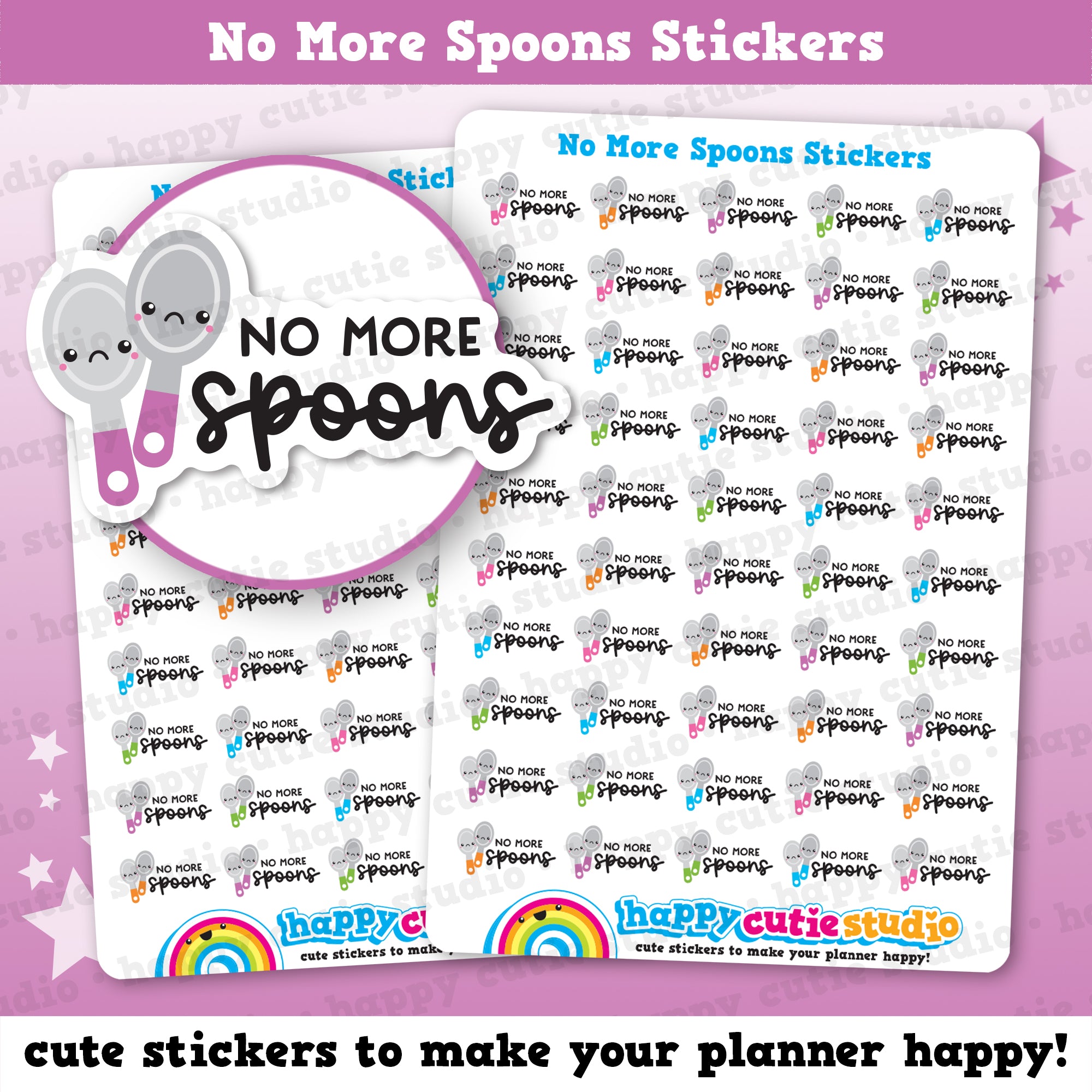 50 Cute No More Spoons/Energy/Health Tracker Planner Stickers