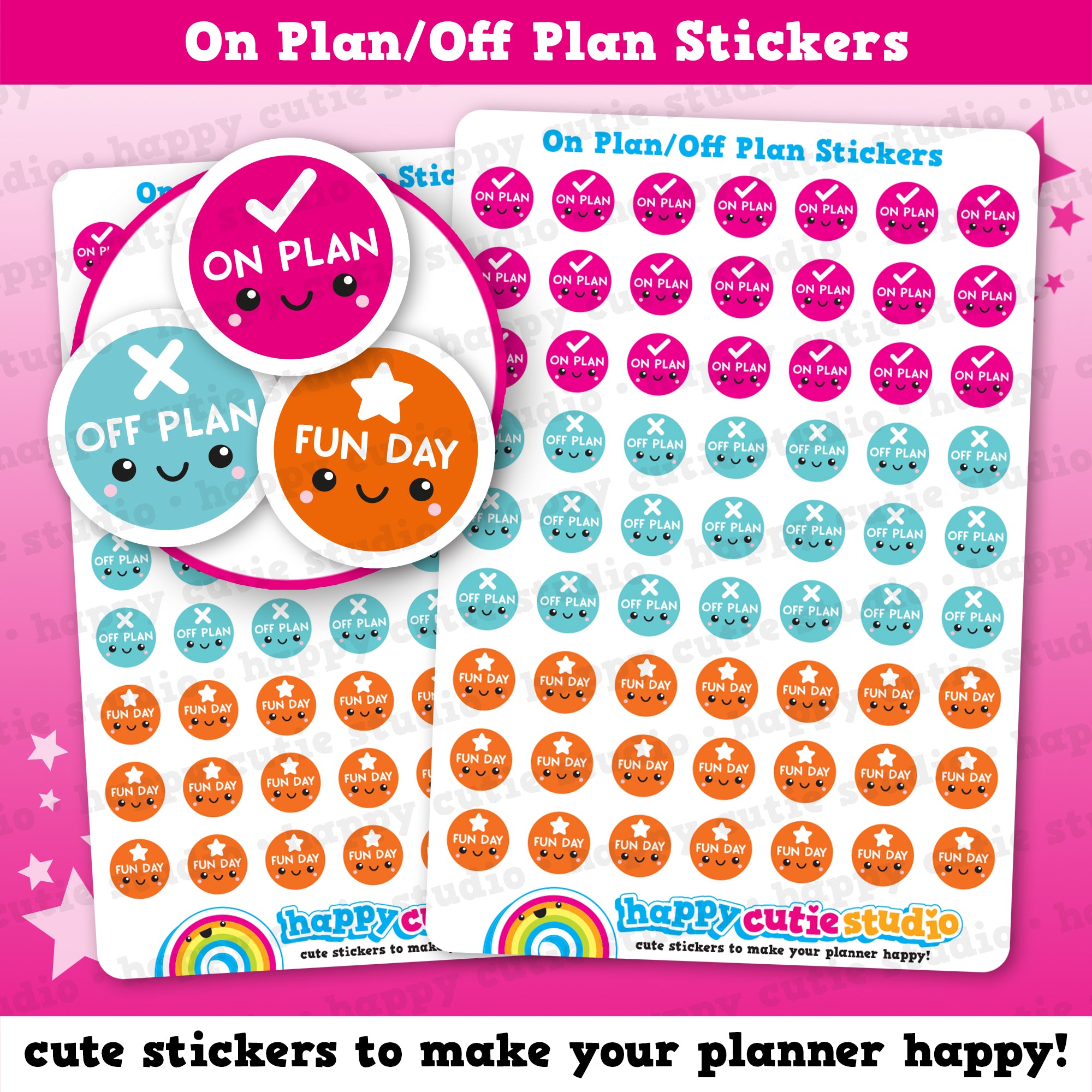 63 Cute On Plan/Off Plan Weight Loss/Healthy Eating/Diet Planner Stickers