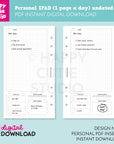 DIGITAL DOWNLOAD - 1P2P - Design No. 1 - Undated Daily Personal Printable Planner Inserts / PDF
