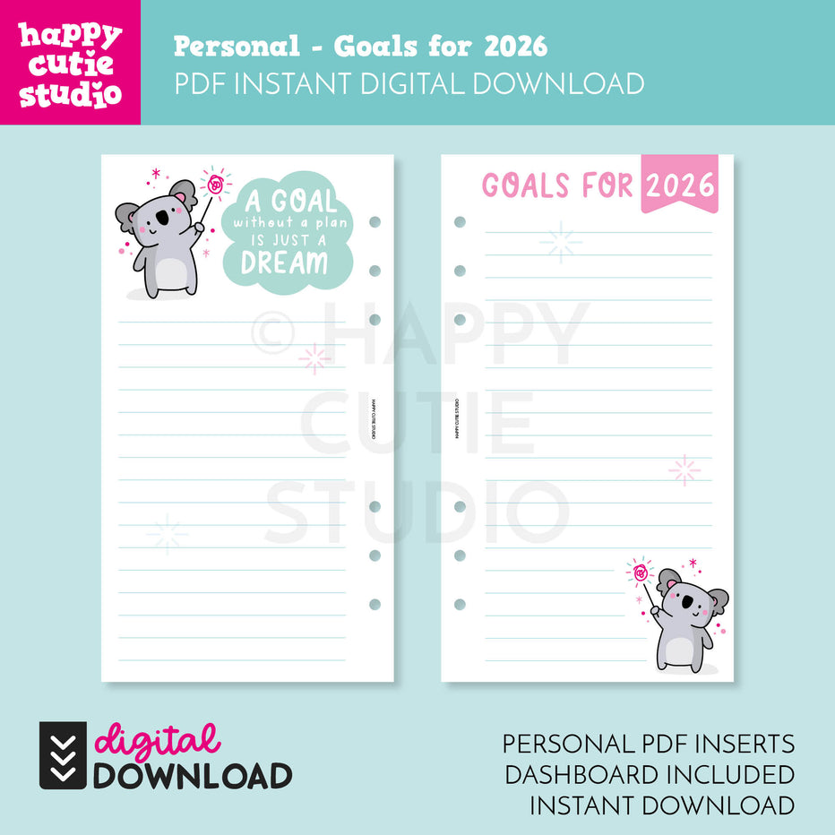 DIGITAL DOWNLOAD - 2026 Goals Personal Printable Planner Inserts - PDF ...