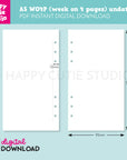 DIGITAL DOWNLOAD - WO4P - Design No. 1 - Undated Weekly Personal Printable Planner Inserts / WO4P / Week On 4 Pages / PDF