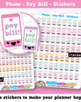 63 Cute Mobile/Cell Phone Pay Bill Reminder Planner Stickers