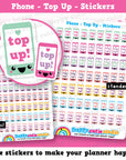 63 Cute Mobile/Cell Phone Top Up Reminder Planner Stickers