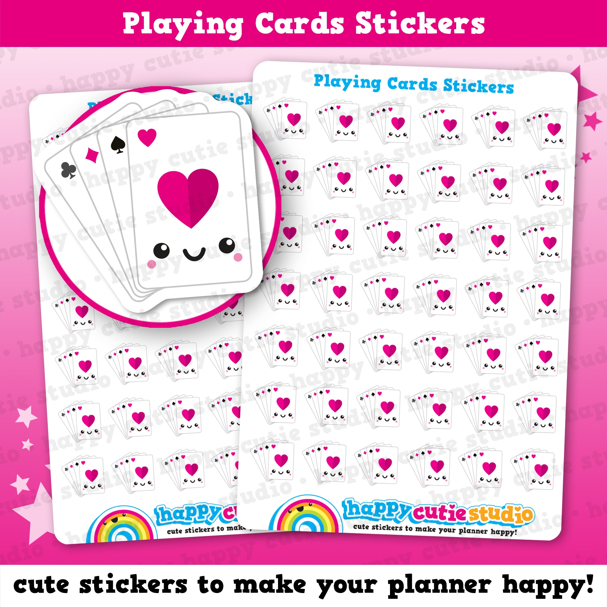 42 Cute Playing Cards/Games Night/Cards Planner Stickers