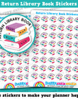 48 Cute Return Library Books/Reading Planner Stickers