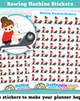 47 Cute Rowing/Machine/Exercise Girl Planner Stickers