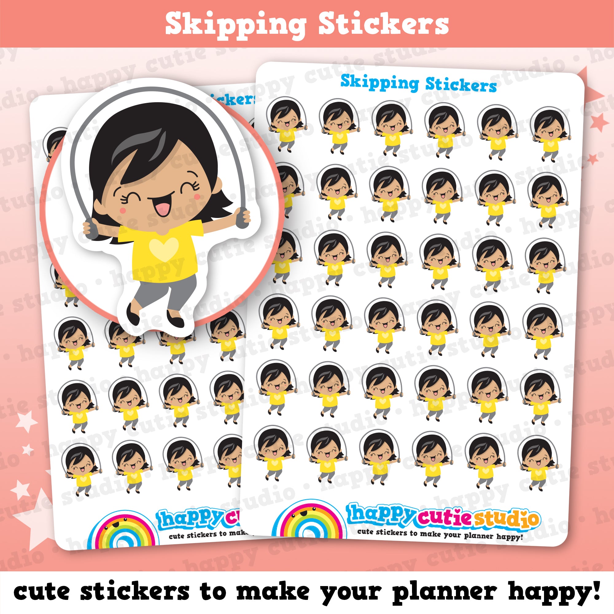36 Cute Skipping Girl Planner Stickers
