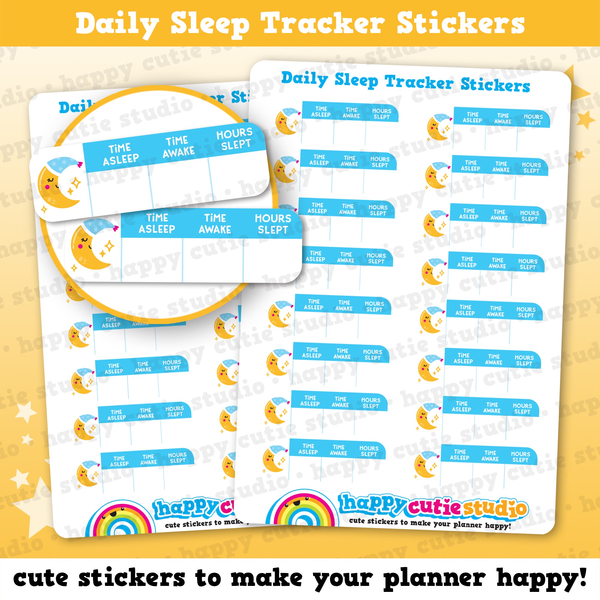 16 Cute Quarter Box Sleep Tracker/Sleep Disorder Planner Stickers