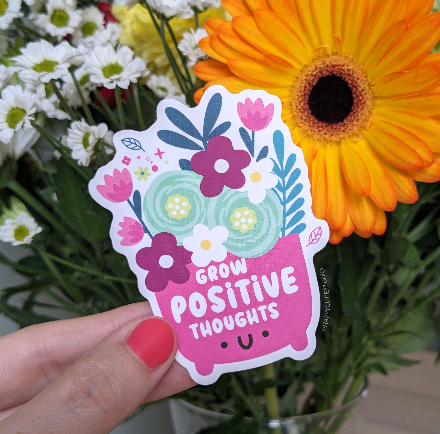 Pininterest Growth Sticker Grow Positive Thoughts Large Sticker – HappyCutieStudio