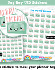 48 Cute Pay Day/Payday USD Planner Stickers