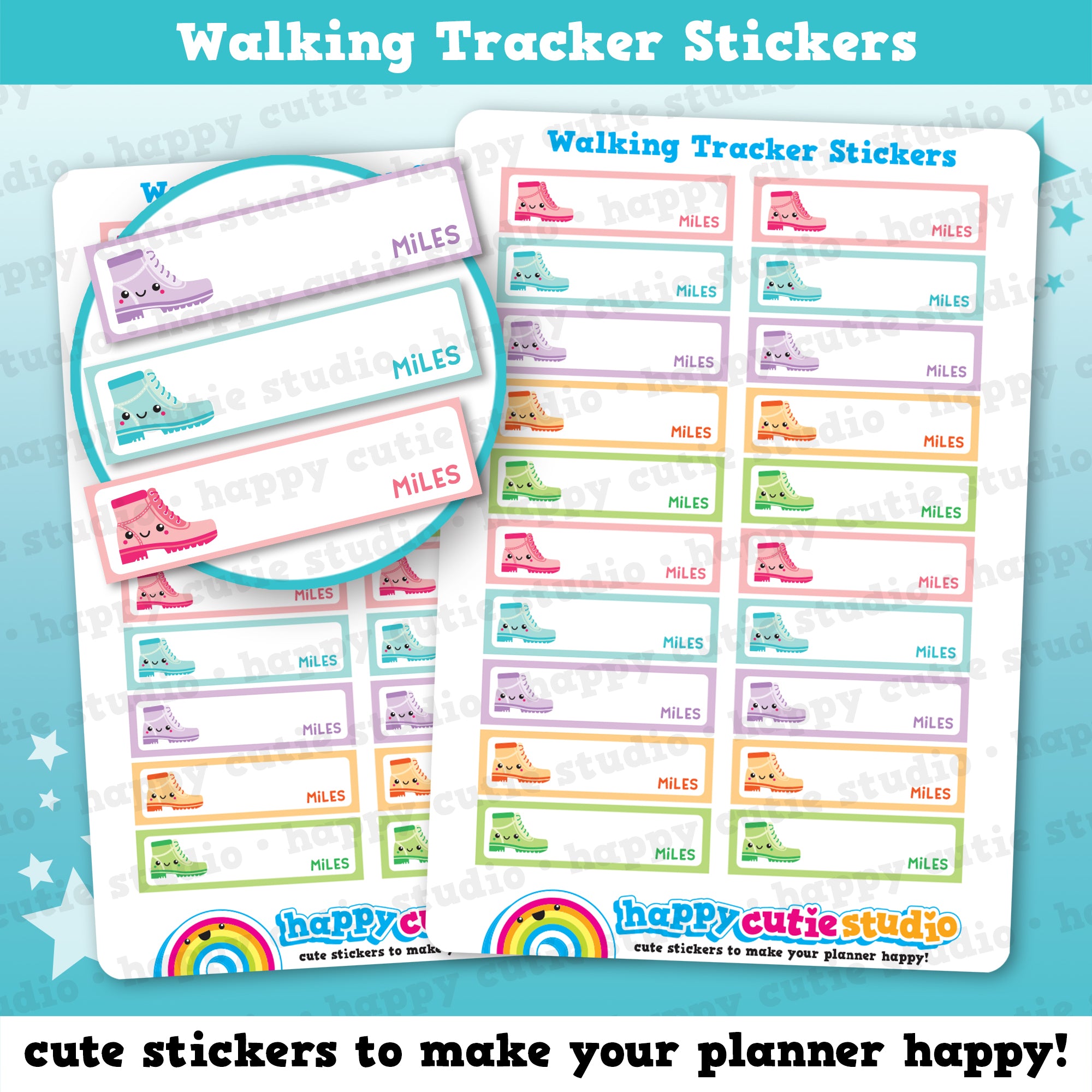 20 Cute Walking Tracker/Exercise Planner Stickers