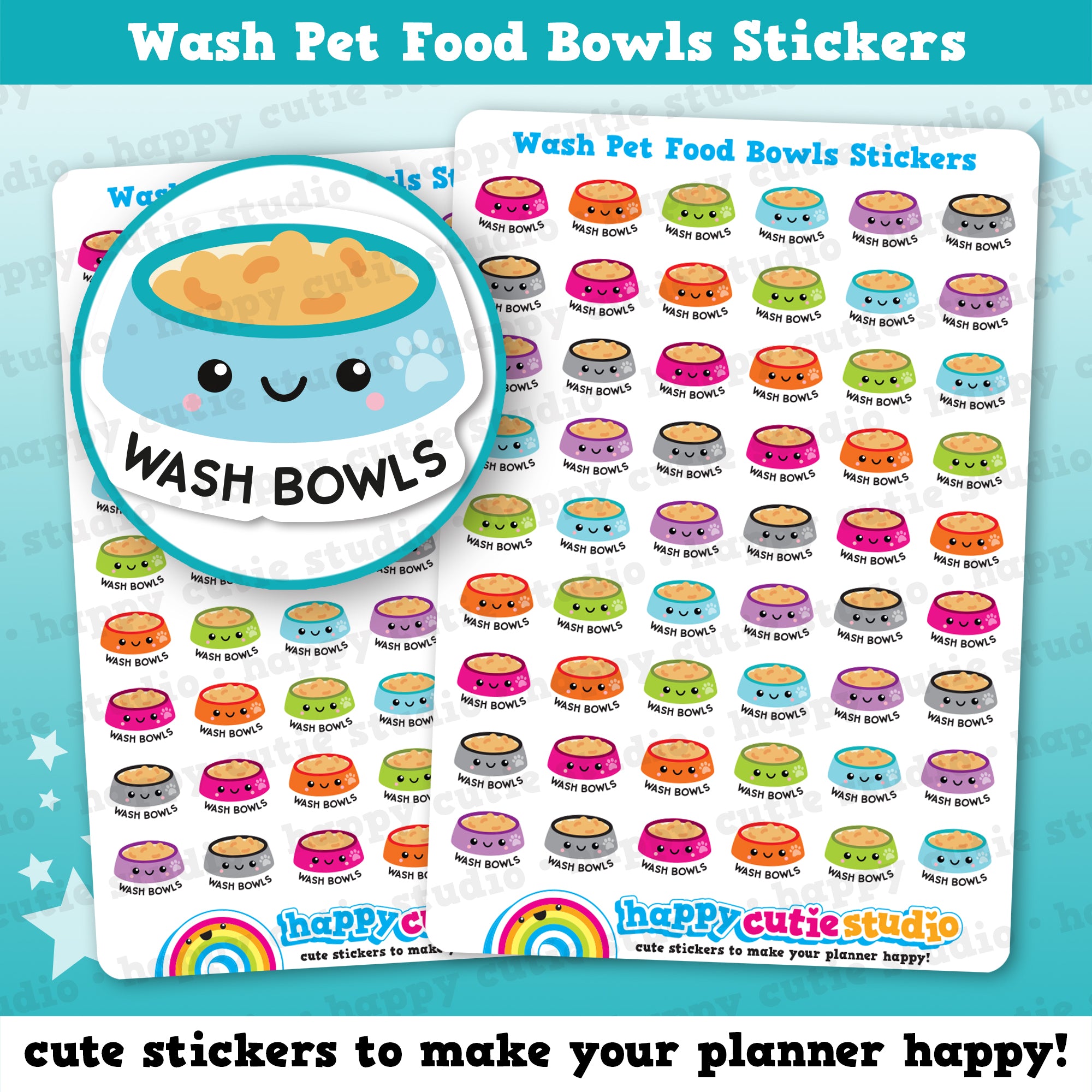 54 Cute Wash Pet Food Bowls Stickers