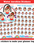 41 Cute Water Aerobics/Aqua Aerobics Girl Planner Stickers