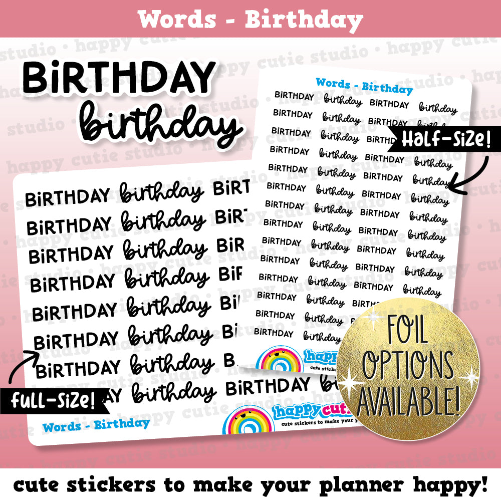 Birthday Words/Functional/Planner Stickers