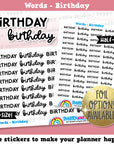 Birthday Words/Functional/Planner Stickers