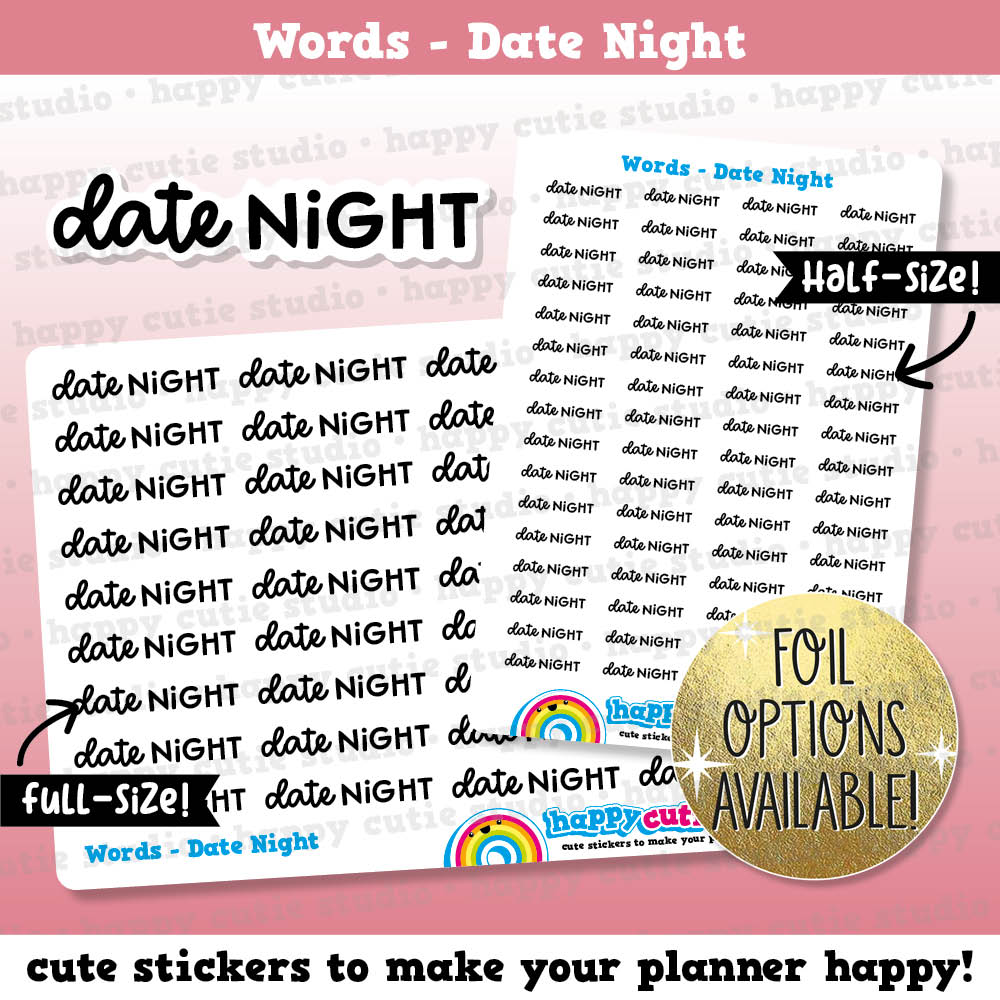 Date Night Words/Functional/Foil Planner Stickers
